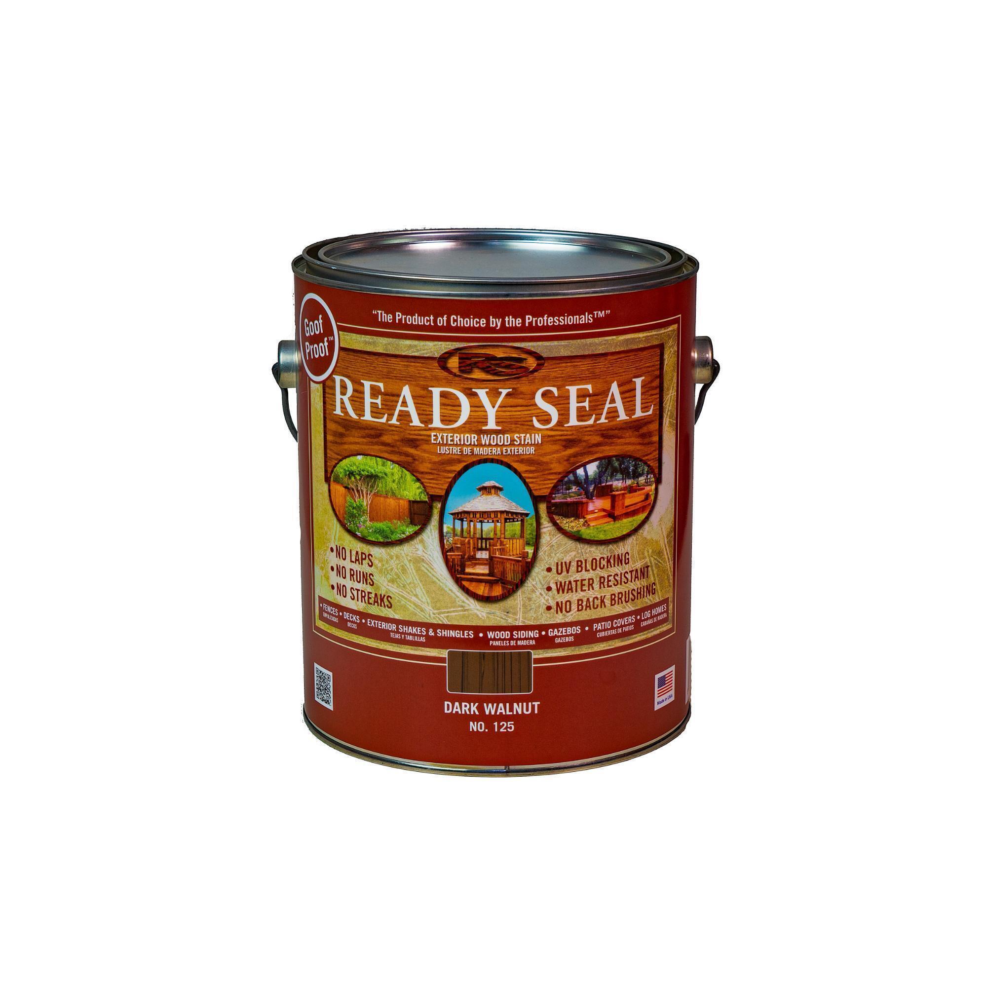 READY SEAL Exterior Wood Stain and Sealer, 1-Gal., Dark Walnut, Semi-Transparent, Flat, Model# 125